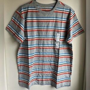 NWT Striped Men’s Shirt - Gray, Blue, Teal, White, and Black